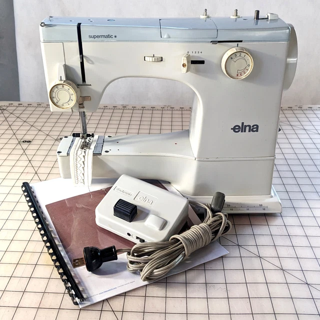 1968 ELNA SUPERMATIC Star Zigzag Sewing Machine & Manual Serviced Ready
