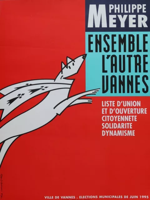 Affiche PS Parti Socialiste Vannes 1995 MEYER ALAIN LE QUERNEC poster 1106