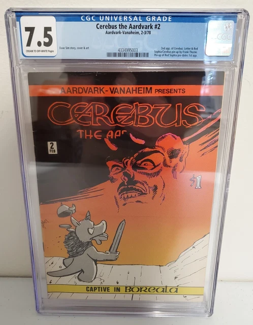 1978 CEREBUS The AARDVARK #2 CGC 7.5 GRADED BEAUTIFUL BOOK VANAHEIM 2ND APPEARAN