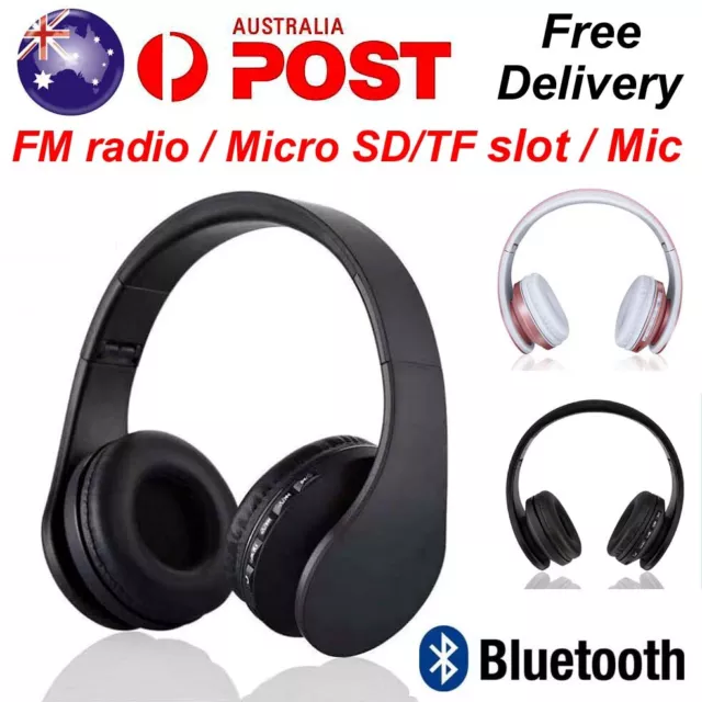 Wireless Headphones Bluetooth Earphone headset Mic FM Radio Micro SD TF Slot