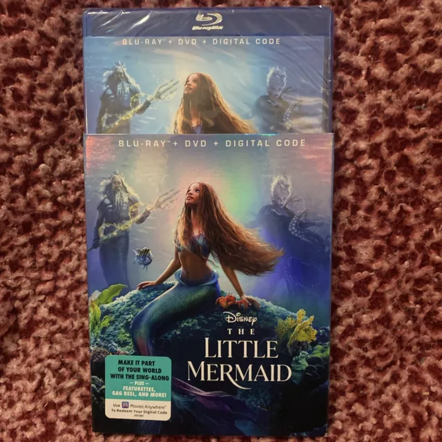 Disney The Little Mermaid (Blu-ray + DVD + Digital, 2023) Live Action New