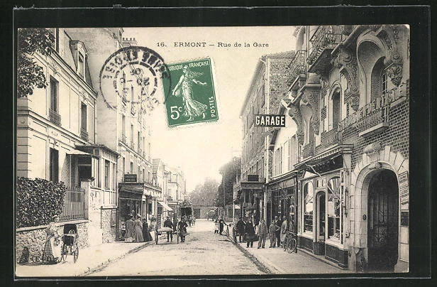 CPA Ermont, Rue de la Gare, vue partielle