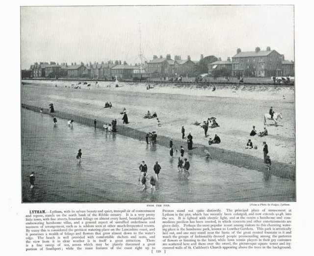 Lytham St Annes Lancashire From The Pier Antique Picture Old Print 1895 RTC#125