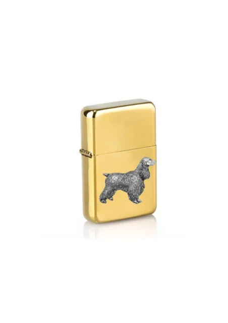 PPD12 Cocker Spaniel Pewter Pendant On a petrol wind proof gold Lighter
