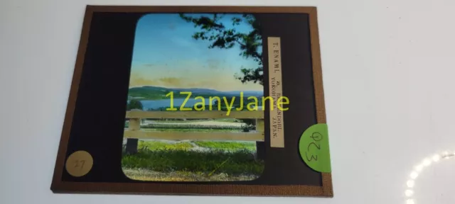 Q23 HISTORIC Glass Magic Lantern Slide World Cruise 27 T ENAMI VIEW FROM FENCE