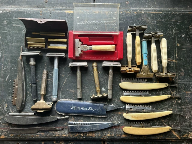 Antique/Vintage Safety Razor Lot of 22 Gillette, Valet, Durham, Weck, Ever-Ready