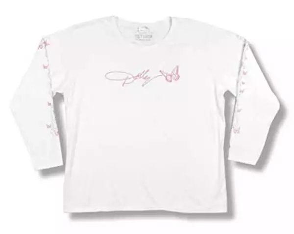 DOLLY PARTON MUSIC Song Pink Butterfly Signature Logo Long Sleeve T ...