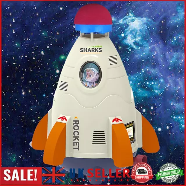 Space Rocket Sprinklers Rotating Water Powered Launcher Summer Fun Toys (White)