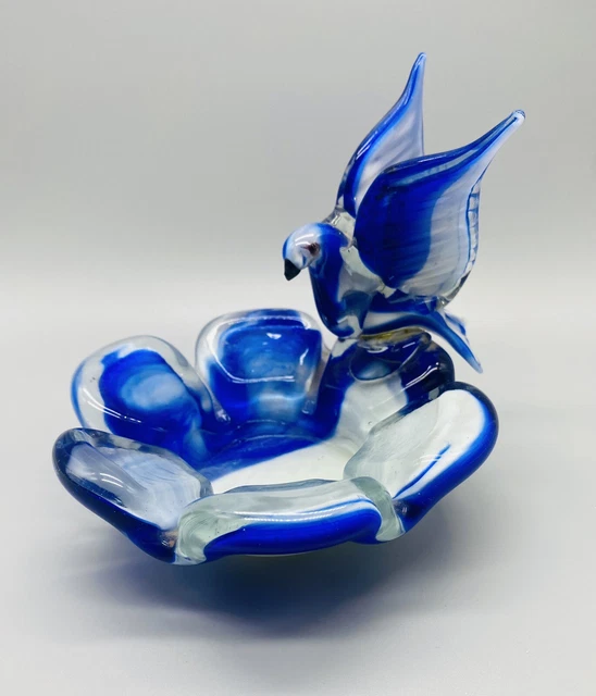 1950s Mid Century Modern Italian Blue Bird art glass bowl