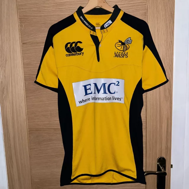 Canterbury London Wasps Rugby Union Jersey Yellow Black Away Shirt Size XL EMC