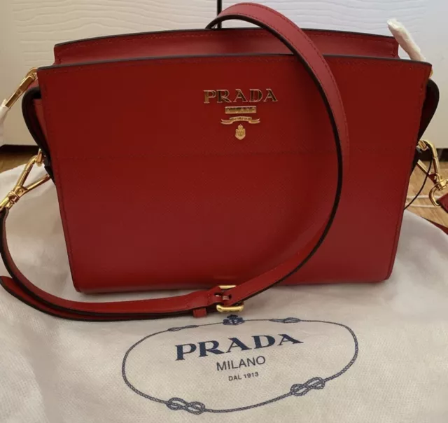 Prada cross body chain Saffiano Womens shoulder bag 1BH104 pink