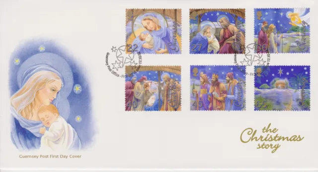 Unaddressed Guernsey FDC First Day Cover 2002 The Christmas Story Set