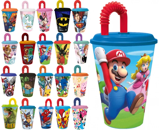 LICENSE CHILDREN MUG Cup With Drinking Straw And Lid 430ml Reusable