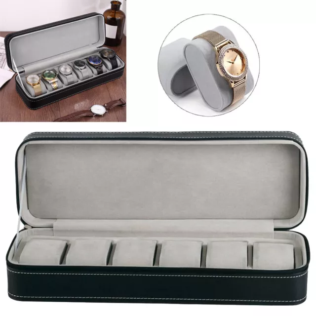 6 Grids Watch Display Storage Case Jewelry Collection Organizer Box Holder Gift