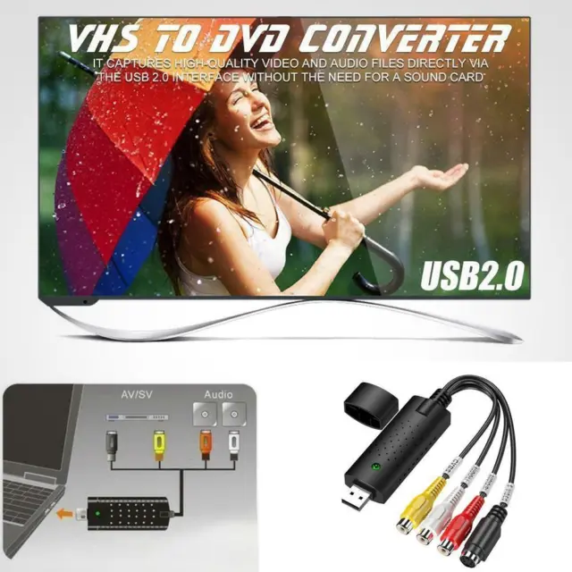 USB 2.0 Audio TV Video VHS to PC DVD VCR Converter ne Capture Adapter Card X2K6