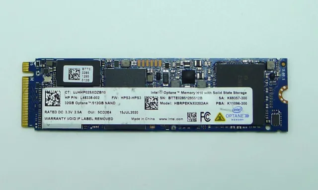 Intel Optane  512GB + 32GB M.2 PCIe NVME SSD H10 HBRPEKNX0202AH TESTED WORKING