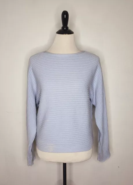 REFORMATION Women Ribbed Knit Pullover Organic Cotton Sweater Light Blue Sz XS