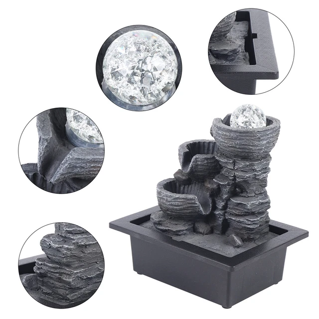 INDOOR TABLETOP WATER Fountain w/LED Light Portable Waterfall Fountain