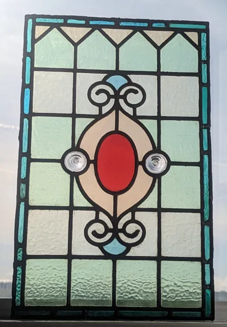 Highly Decorative English Victorian Stained Glass Panel