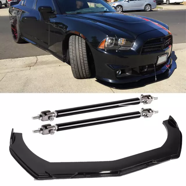 FRONT BUMPER LIP Splitter Spoiler Body Kit Gloss Black For Dodge