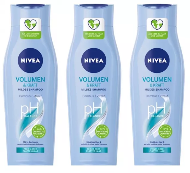 ✅ Nivea Shampoo Volumen Kraft mit Bambus Extrakt Haarpflege 3x 250ml ✅