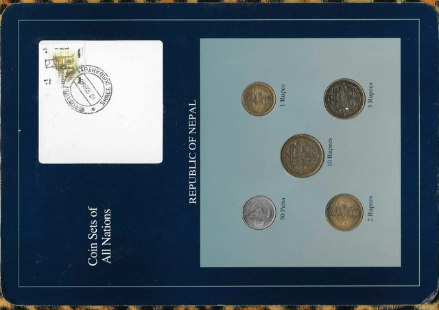 Coin Sets of All Nations Nepal Blue 1,2,5,10 Rupees, 50 Paisa 1994 10OC95 SCARCE