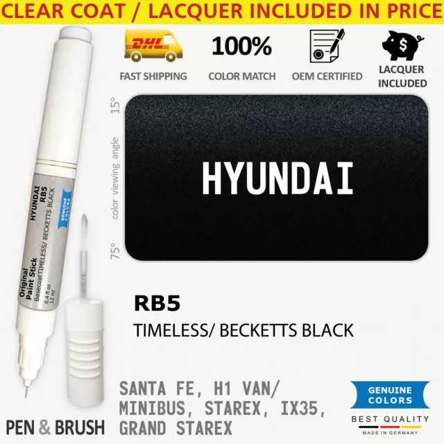 RB5 Black Touch Up Paint for Hyundai SANTA FE H1 VAN/MINIBUS STAREX IX35 GRAND G