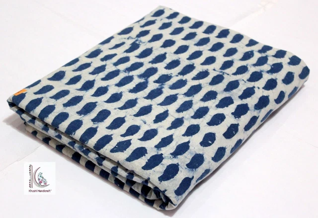 Indien Coton Voile Tissu Main Bloc Imprimé Loisirs Créatifs Couture Matière 4.6m