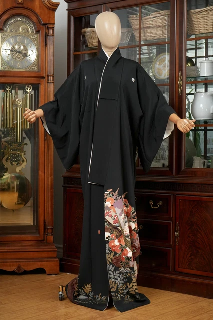 Dear Vanilla Japanese Silk Tomesode Kimono Women's Authentic Japan Vintage Mint