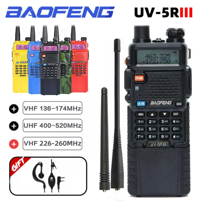 Baofeng Uv-5Riii Tri-Band V/Uhf Fm Ham Two-Way Radio Walkie Talkie 128Ch 3800Mah