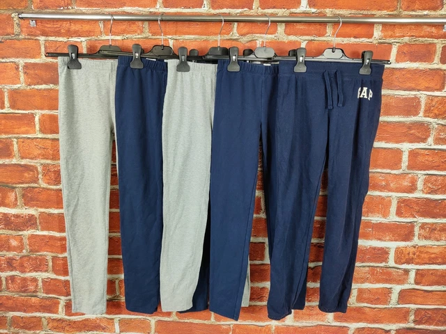 Girls Bundle Age 9-10 Years 100% Gap Plain Leggings Joggers Set Grey Navy 140Cm