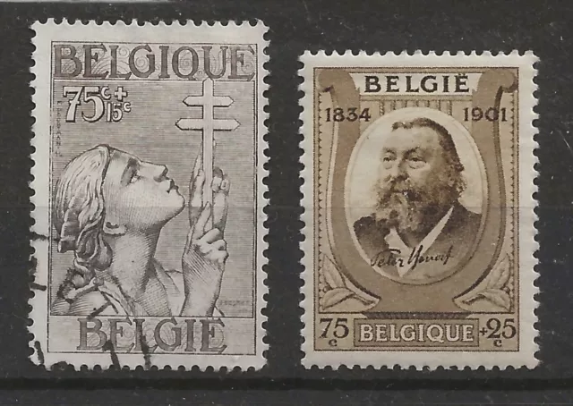 Timbres Belgique - 1933 YT N°380 oblitéré - 1934 YT N°385 (Peter Benoit) neuf*