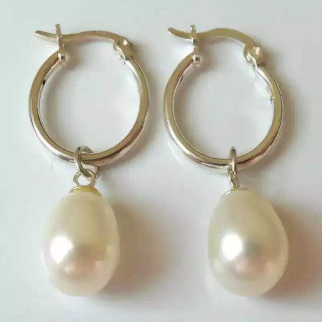 AAA 11-12mm South Sea White Drops Pearl Dangle Earrings Party FOOL'S DAY Easter