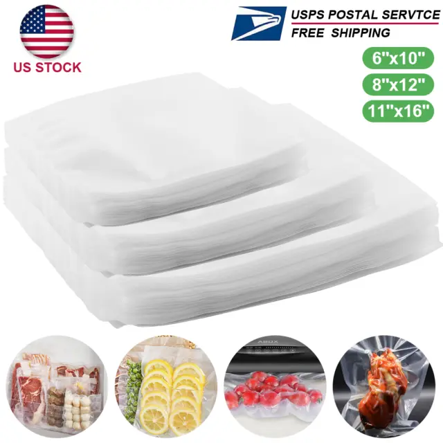 100 packs Vacuum Sealer Bags 6x10 8x12 11x16 Embossed Food Saver Storage Package