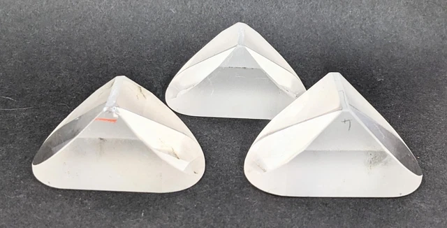 3 Optical Glass Prisms Triangular Right Angle Paul Prisms Lens, Used Condition 3 Optical Glass Prisms Triangular Right Angle Paul Prisms Lens, Used Condition