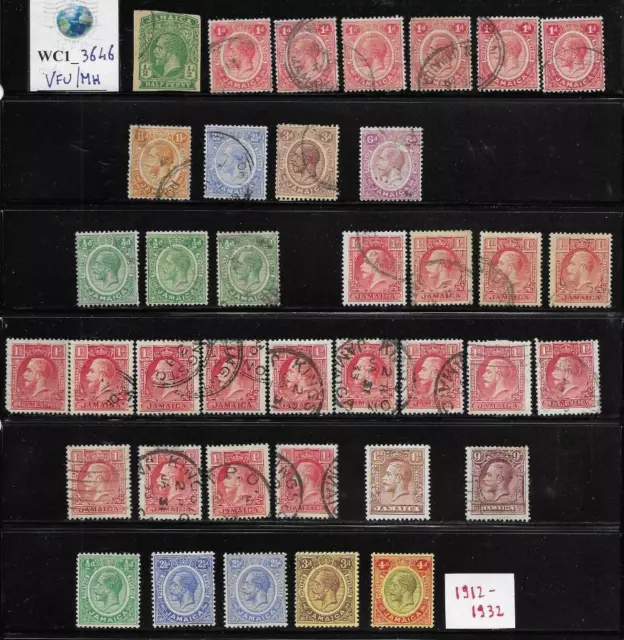 WC1_3646. BRITISH COLONIES:JAMAICA. Dealer stock of 1912-1932 stamps. MH/Used