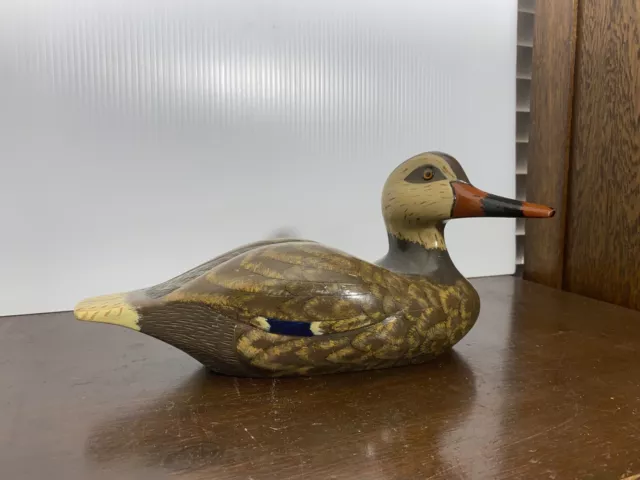 UNIQUE Mallard Hen Hand Carved And Painted DUCK DECOY | SIGNED Vintage Female 2