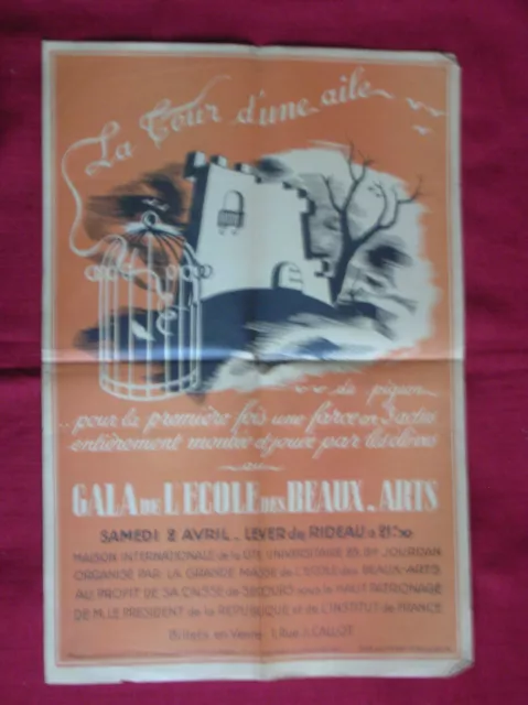 Gala De L'ecole Des Beaux Arts Paris 2 Avril 1938 Affiche Originale A.chervet