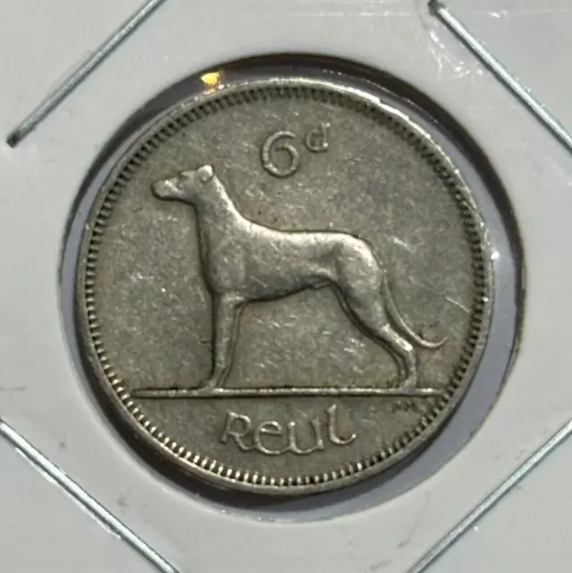 1961 Ireland 6 Pence Irish Wolfhound Coin