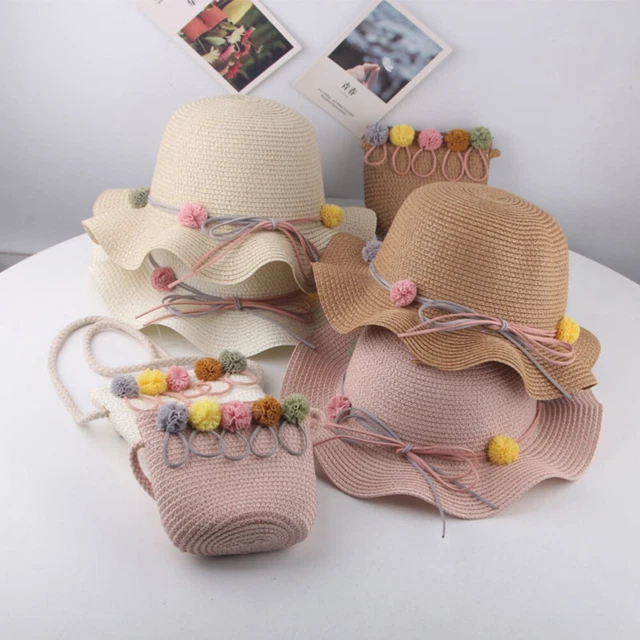 2 pz cappello di paglia bambini protezione solare poco fresco bambina bambino