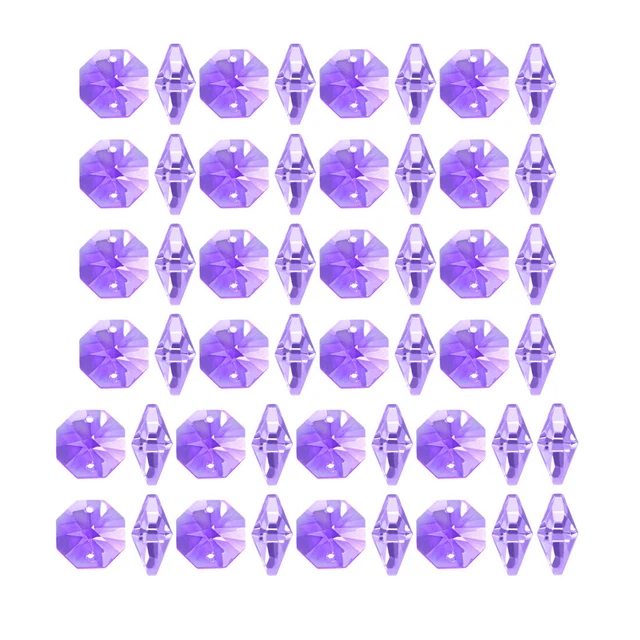 50pz viola ottagonale perline cristallo per DIY Accessori luce 14mmx6.7mm