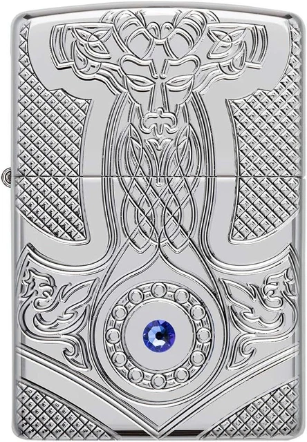 Accendino Antivento Zippo 49289 Martello Thor Uomo Metal Argento