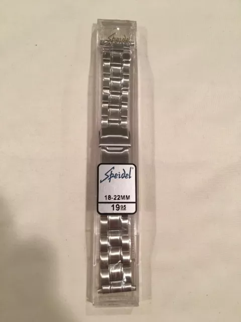 New Speidel 18-22mm Silver Tone Watch Band With Adjustable Clasp