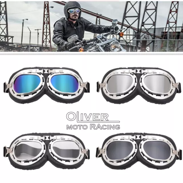 Motorcycle Aviator Pilot Cruiser Goggles Eyewear Bicycle Scooter UV For Helmet
