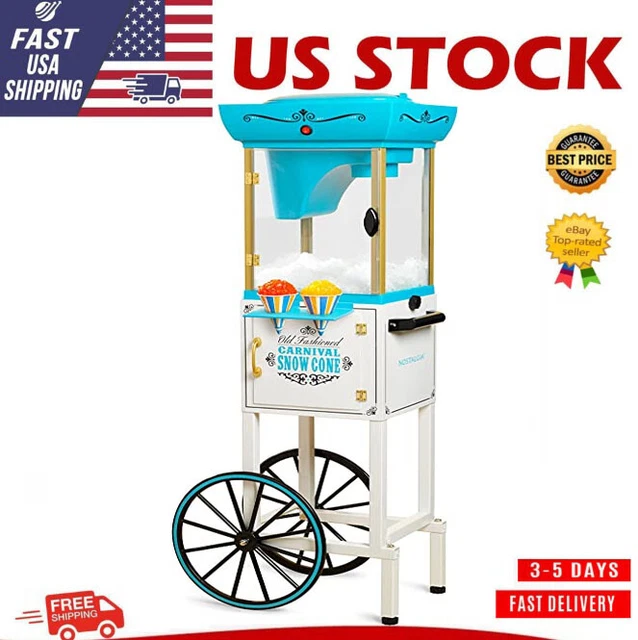Nostalgia Snow Cone Shaved Ice Machine Retro Cart Machine Makes 48 Icy Treats