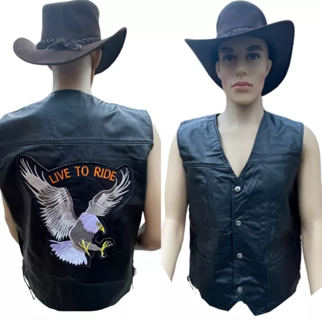 Stock clearance price Waistcoat Biker Style 100%   Real  Cowhide Leather