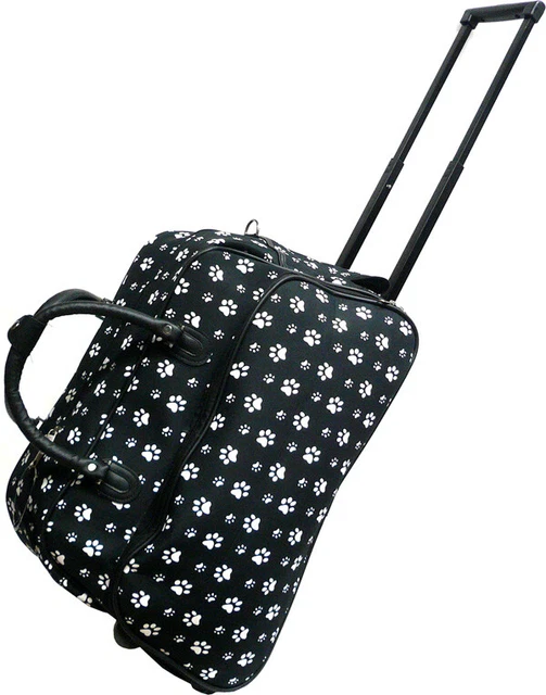 Women's Paw Print 21" Rolling Duffel Bag Suitcase Garment Carry-on Duffle-BlacK