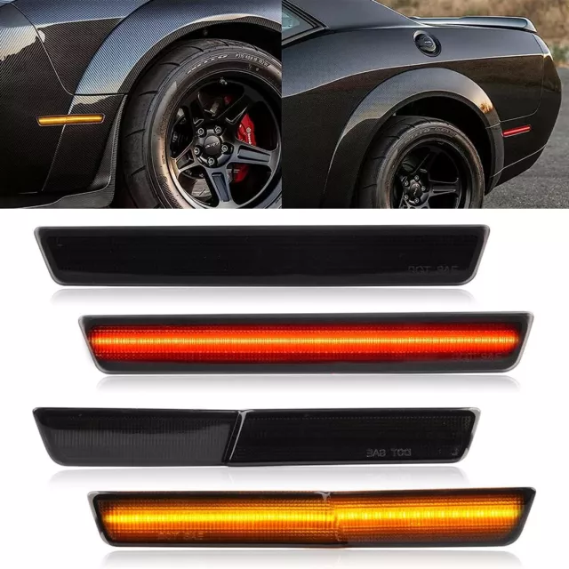 Front+Rear LED Side Marker Light Lamp Kit Fit For Dodge Challenger 2018-2022 Hot