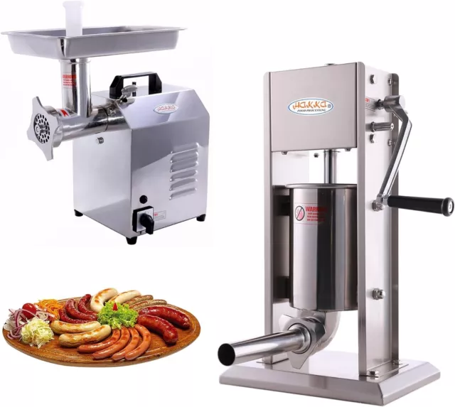 Hakka 7Lbs Sausage Stuffer and Commercial Electric Meat Grinder Food Processor