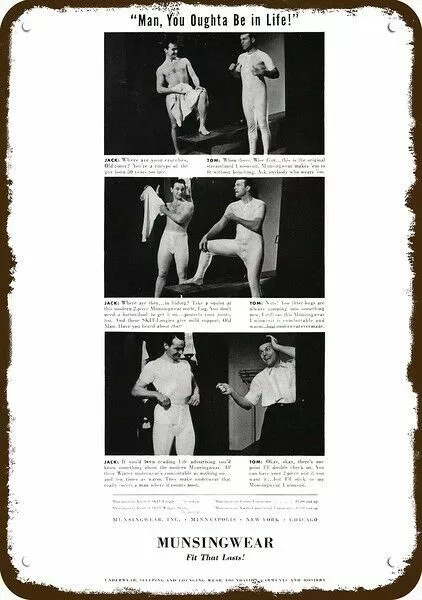 1943 MUNSINGWEAR Underwear Vintage Look REPLICA METAL SIGN - JACK & TOM SHOWER